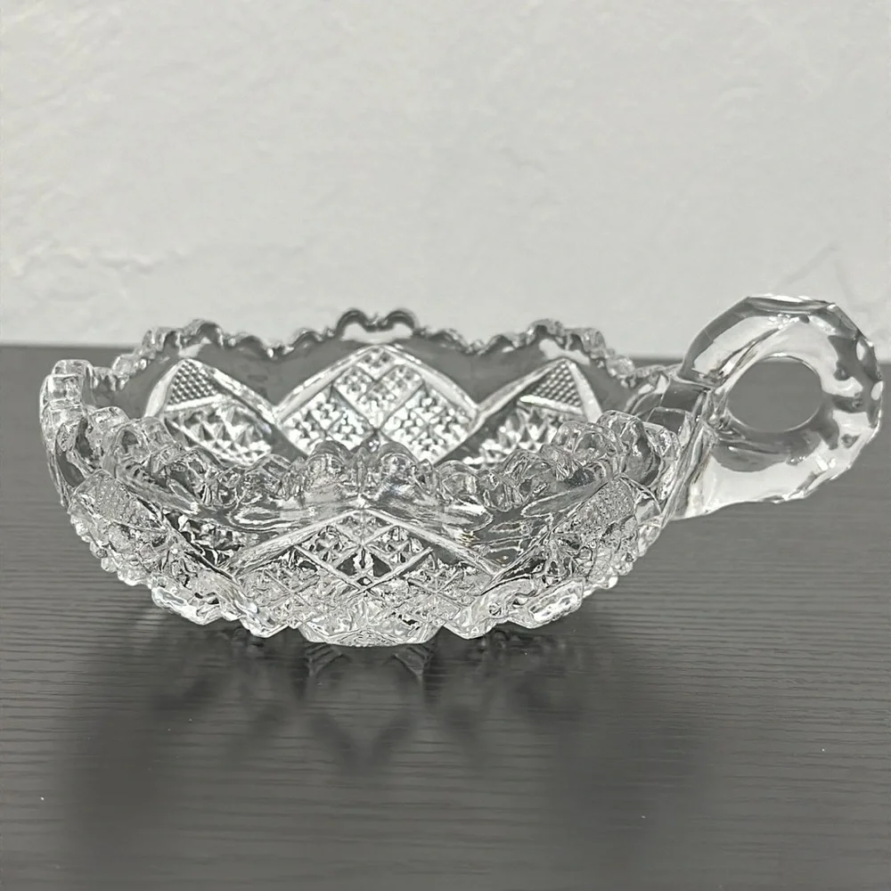 Imperial Glass Ohio Vintage 42576 Clear Early American Handled Nappy Bowl